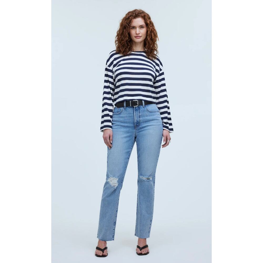 Madewell Womens Mid Rise Perfect Vintage Jeans Distressed Lightwash Neutral
